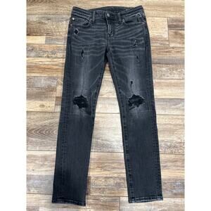 American Eagle Outfitters Next Level Flex Skinny Black Distressed Jeans 30x30